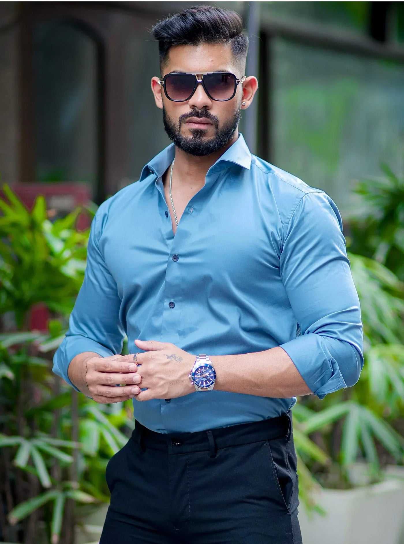 COOL BLUE  Mens Full Sleeves Formal Cotton Shirt