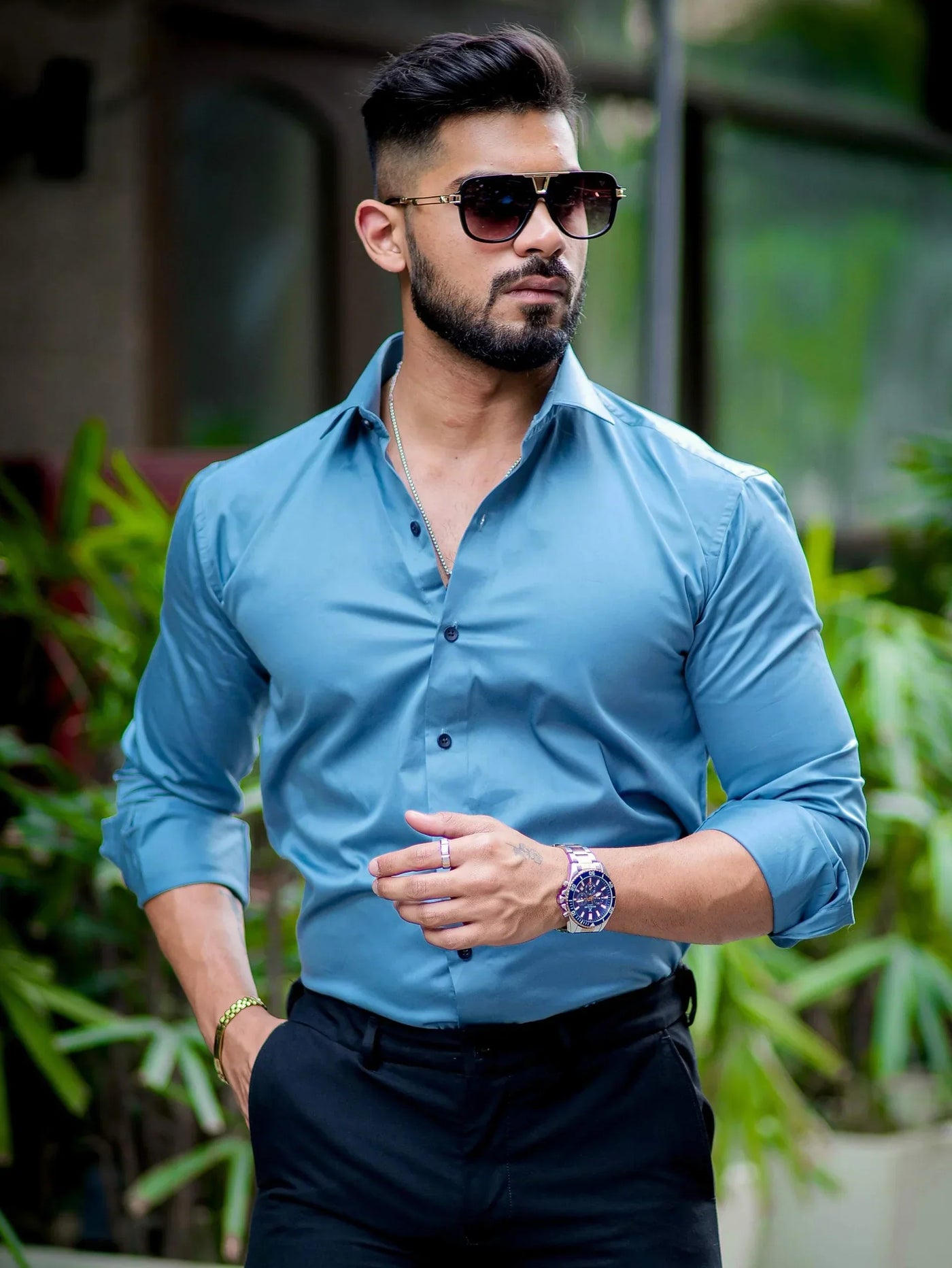 COOL BLUE  Mens Full Sleeves Formal Cotton Shirt