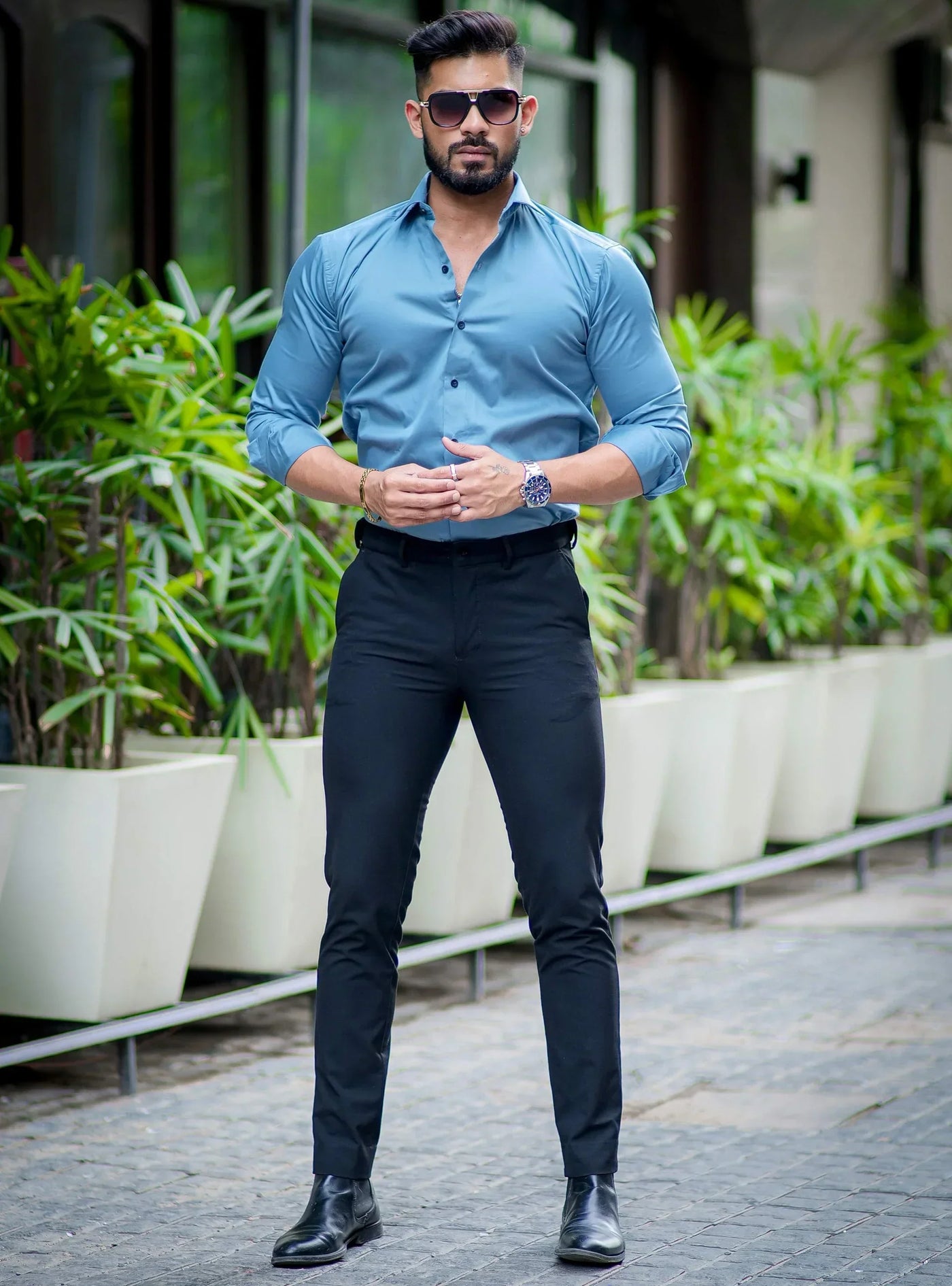 COOL BLUE  Mens Full Sleeves Formal Cotton Shirt