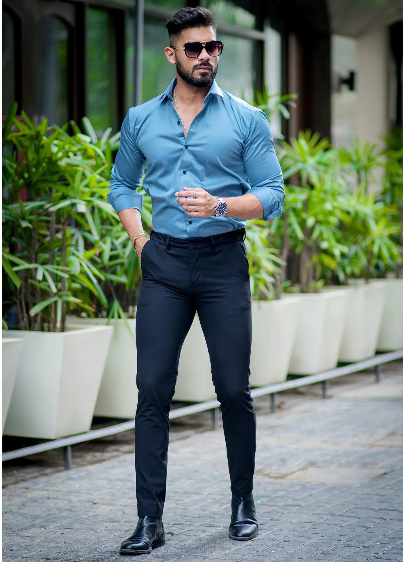 COOL BLUE  Mens Full Sleeves Formal Cotton Shirt