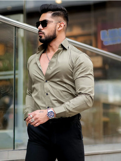 SOLID GRANITE  Mens Full Sleeves Formal Cotton Shirt