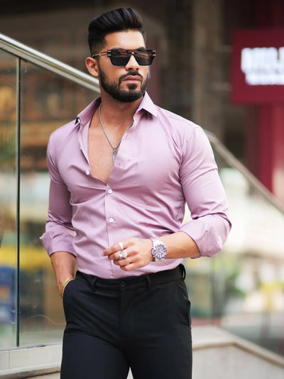 SOLID PINK  Mens Full Sleeves Formal Cotton Shirt