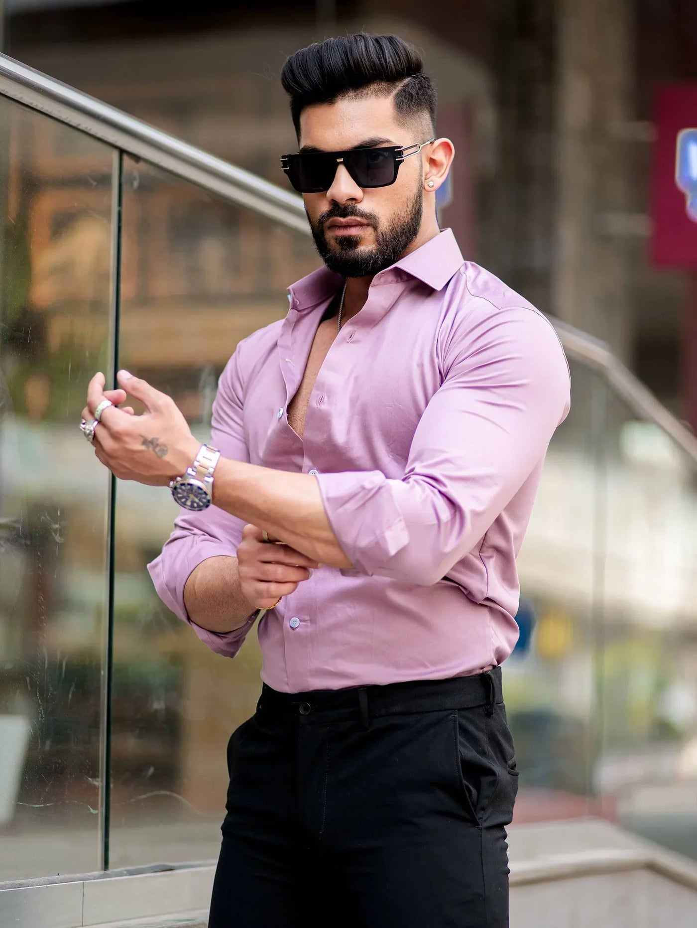 SOLID PINK  Mens Full Sleeves Formal Cotton Shirt