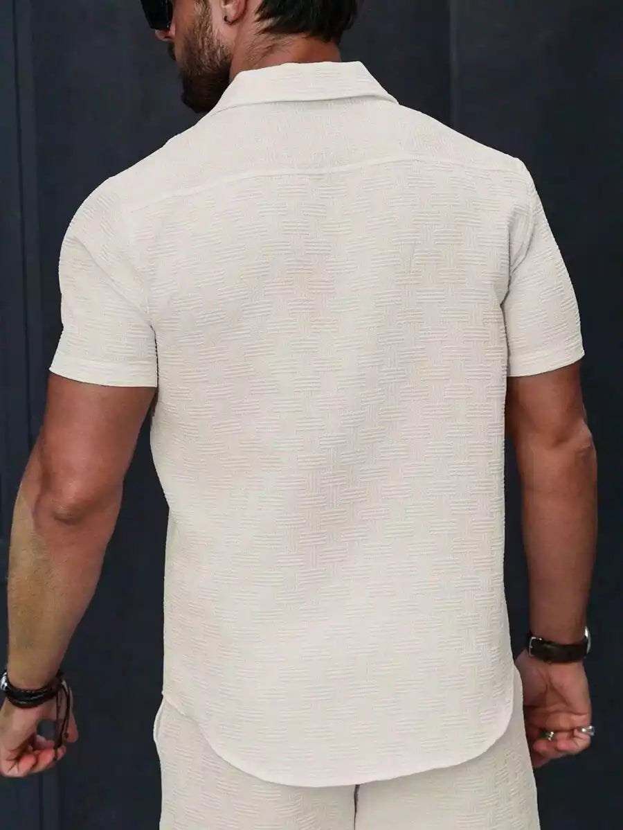 Beige White Color Mens Moment Wear Half Sleeves Casual Shirt