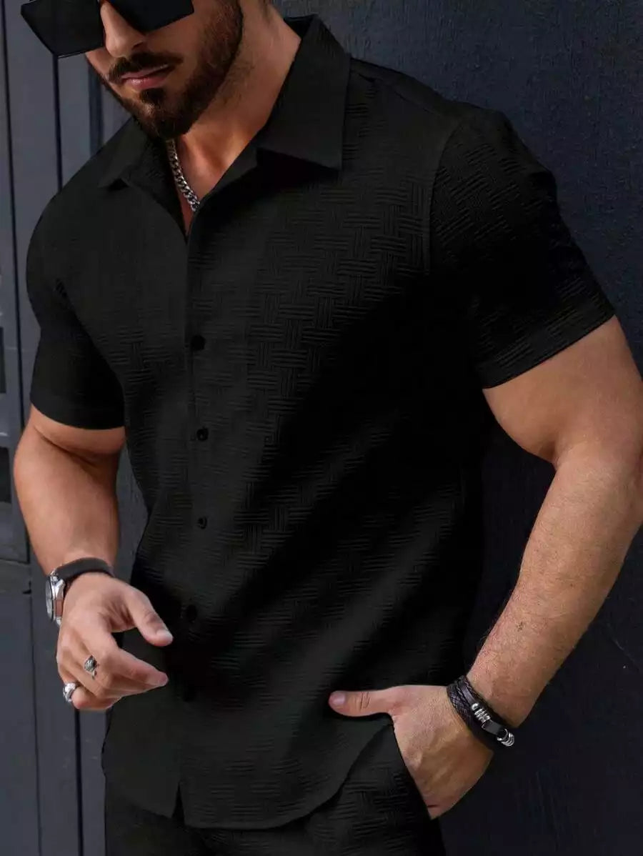 Black Color Mens Moment Wear Half Sleeves Casual Shirt