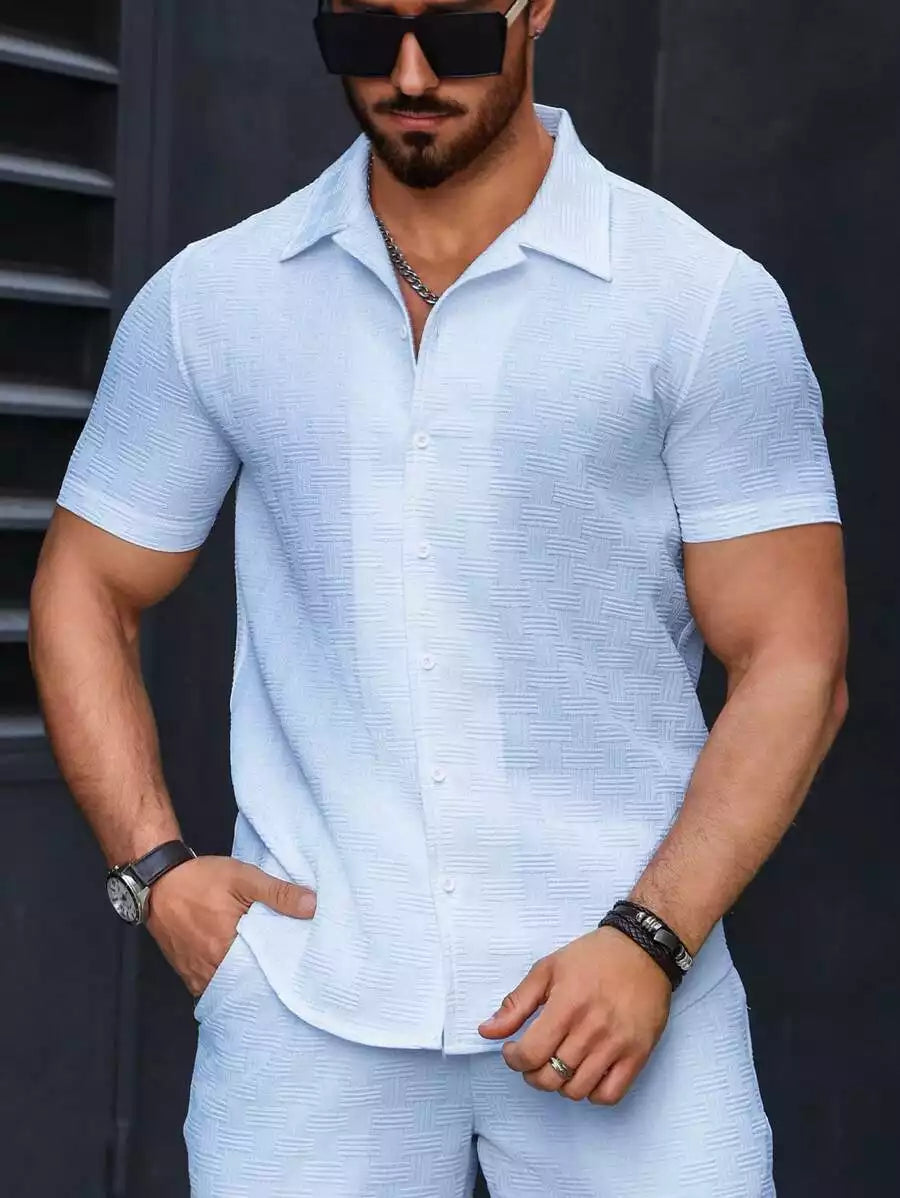 Sky Blue Color Mens Moment Wear Half Sleeves Casual Shirt