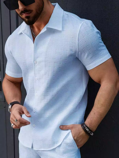 Sky Blue Color Mens Moment Wear Half Sleeves Casual Shirt