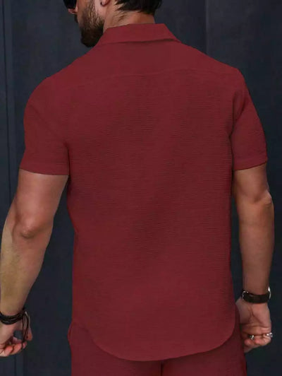 Burgundy Color Mens Moment Wear Half Sleeves Casual Shirt