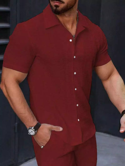 Burgundy Color Mens Moment Wear Half Sleeves Casual Shirt