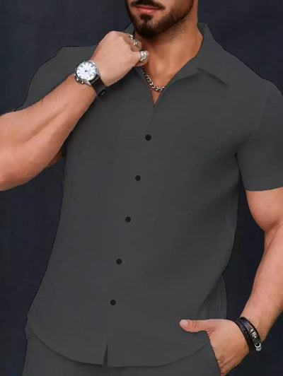 Dark Gray Color Mens Moment Wear Half Sleeves Casual Shirt