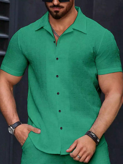 Green Color Mens Moment Wear Half Sleeves Casual Shirt