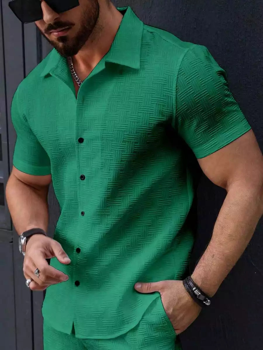 Green Color Mens Moment Wear Half Sleeves Casual Shirt