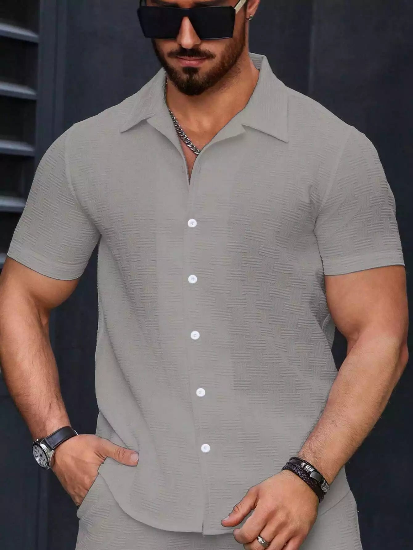 Gray Color Mens Moment Wear Half Sleeves Casual Shirt