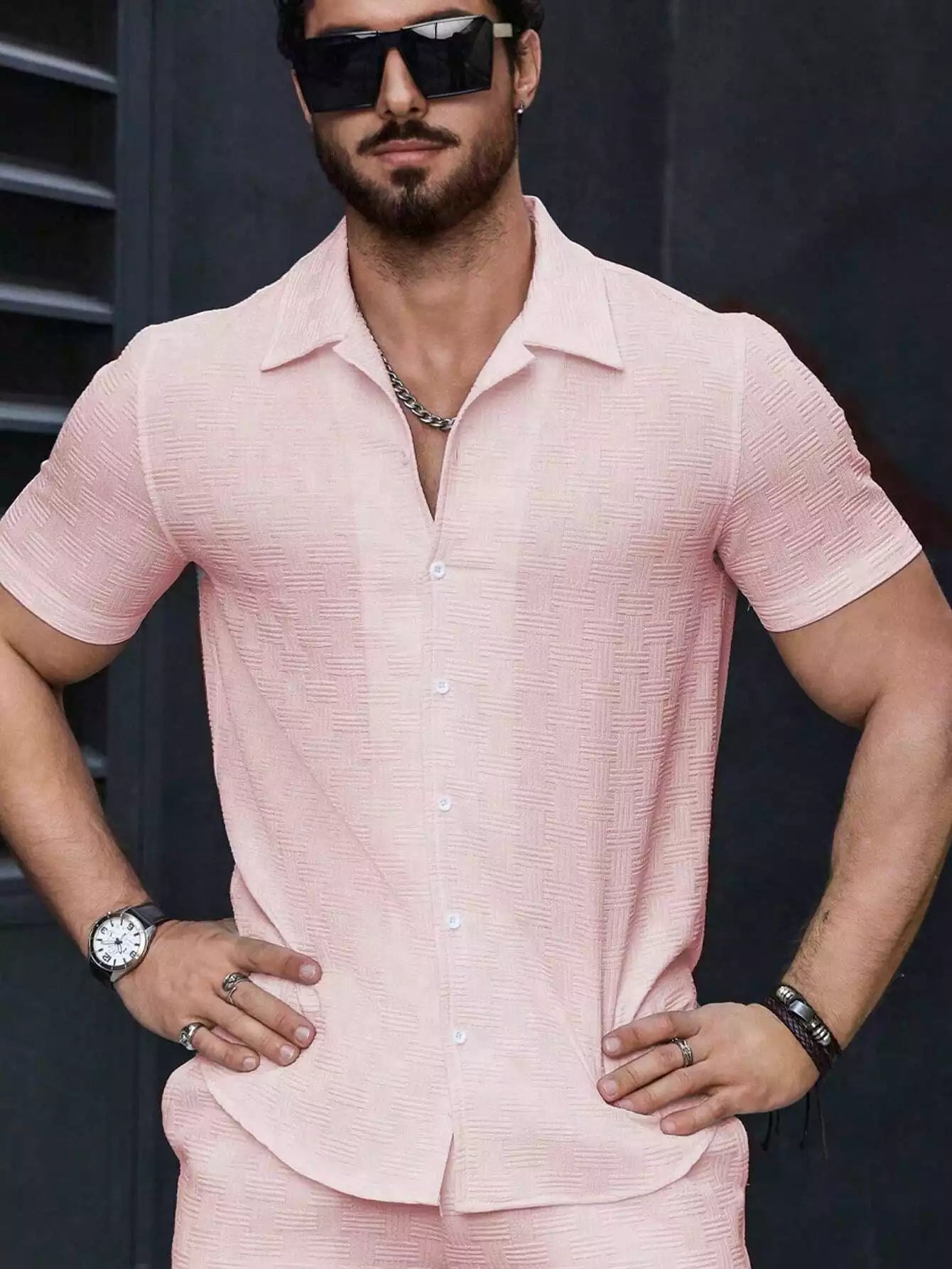 Pink Color Mens Moment Wear Half Sleeves Casual Shirt