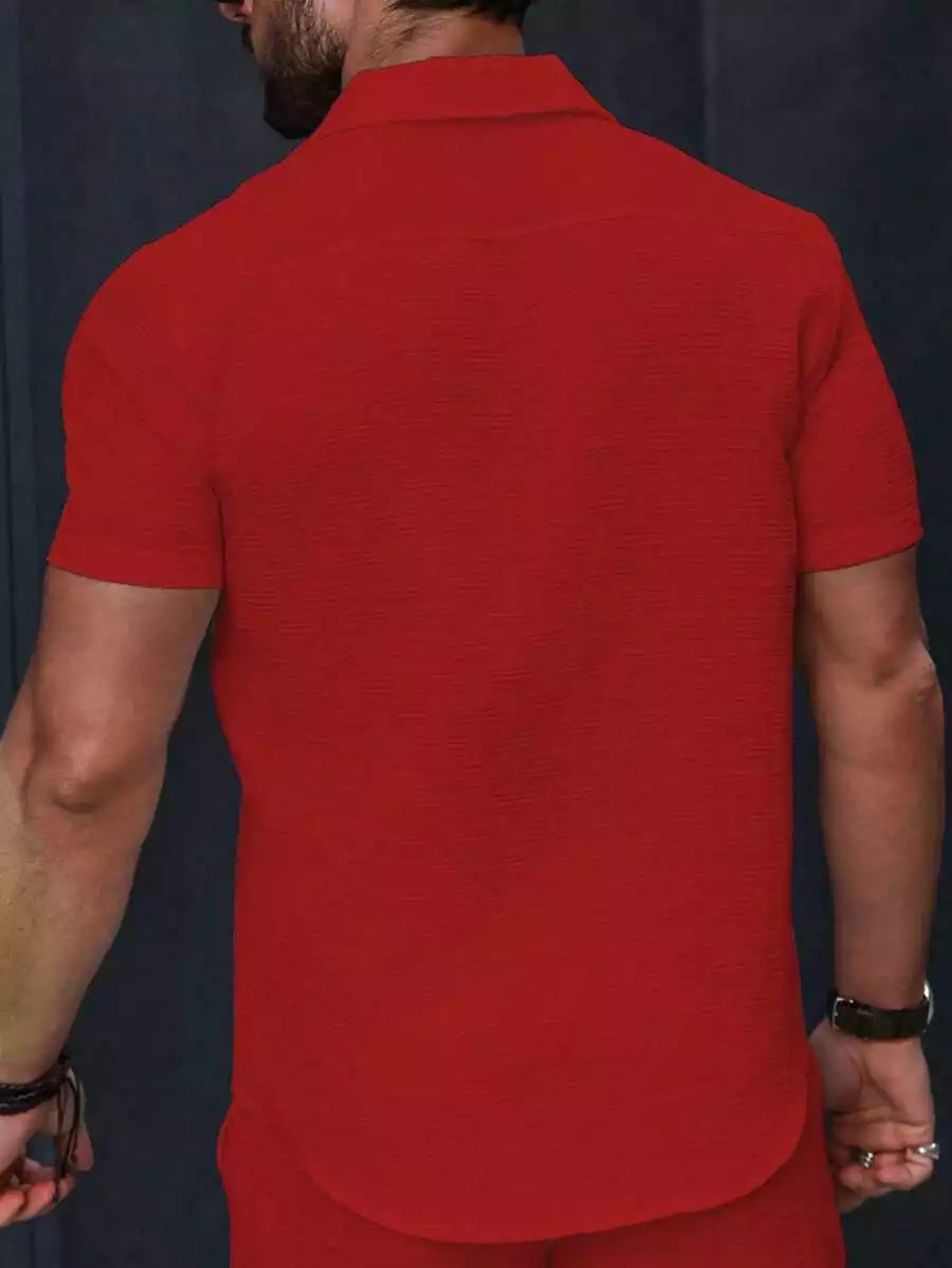 Red Color Mens Moment Wear Half Sleeves Casual Shirt