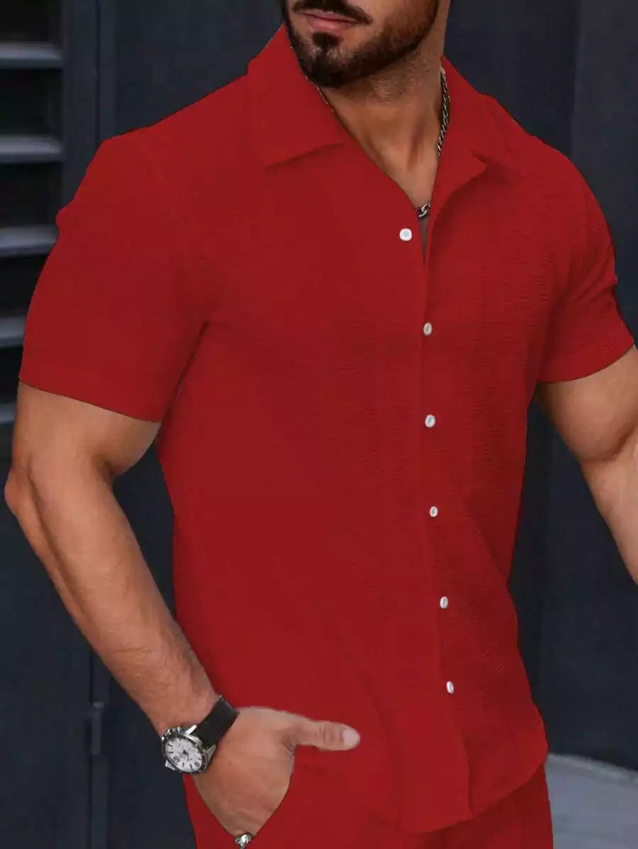 Red Color Mens Moment Wear Half Sleeves Casual Shirt