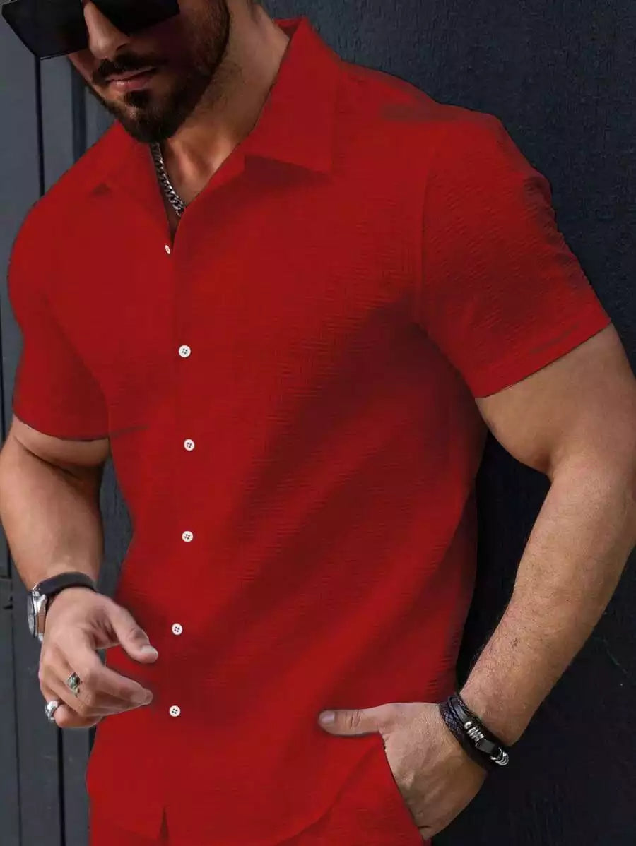 Red Color Mens Moment Wear Half Sleeves Casual Shirt