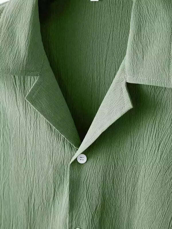 Plain Pattern Light Green Color Men's Simple  Cotton Casual Shirt Half Sleeve available