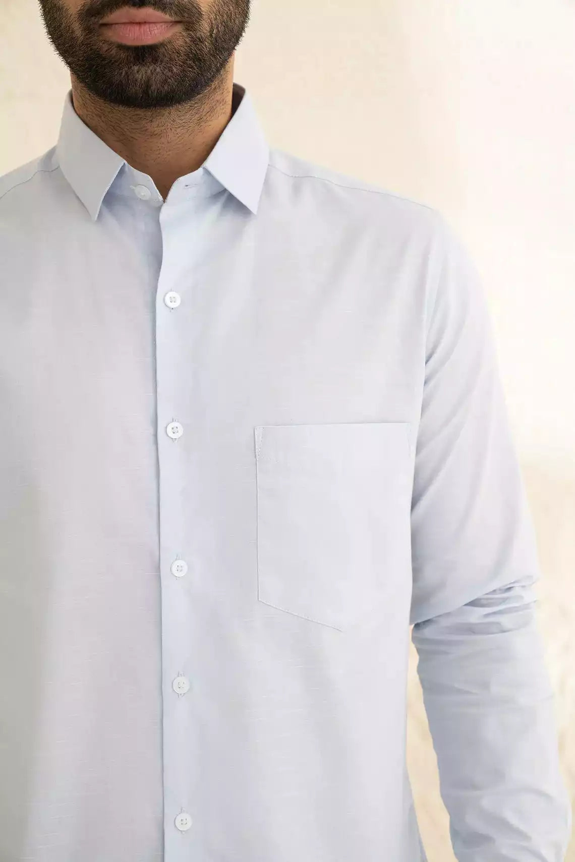 Aqua Blue Premium Men's Full Sleeves Plain Shirt Collection Cotton Fabric