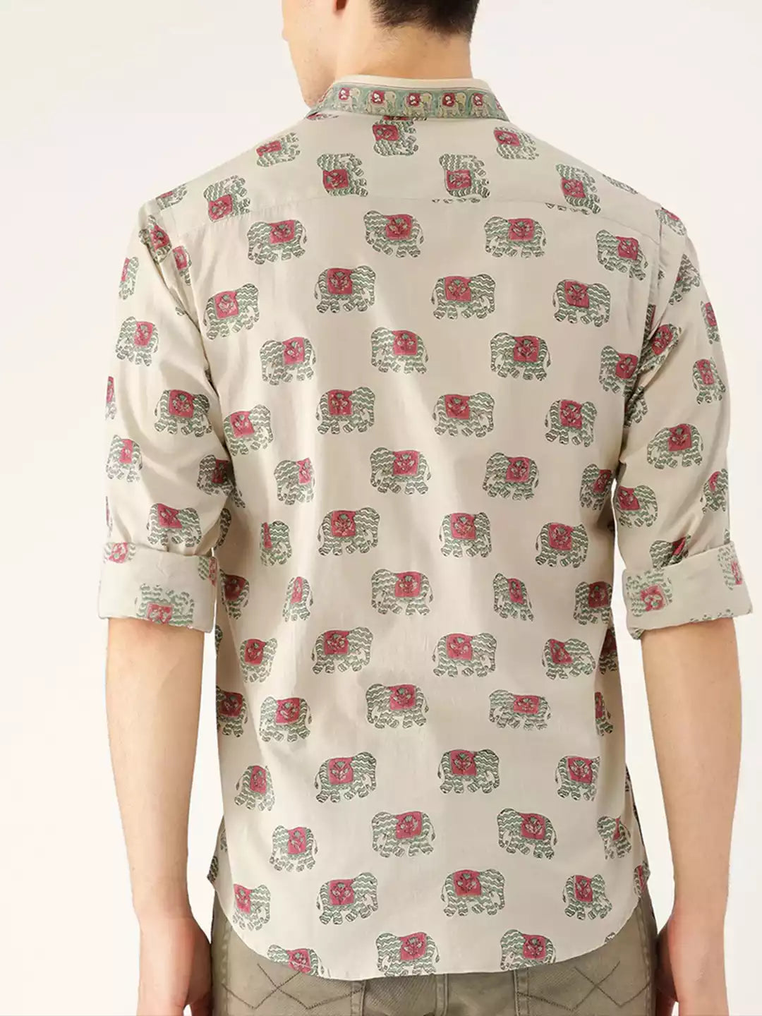 Elephant Print MultiColor Men's Cotton Casual Shirt Half Sleeve available on kalimanclub.in