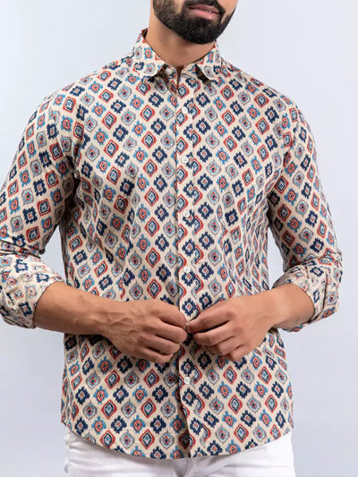 White Square and Maroon print Color Men's Cotton Casual Shirt Half Sleeve available on kalimanclub.in