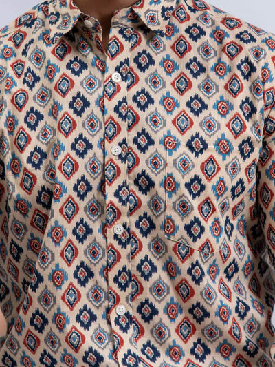 White Square and Maroon print Color Men's Cotton Casual Shirt Half Sleeve available on kalimanclub.in