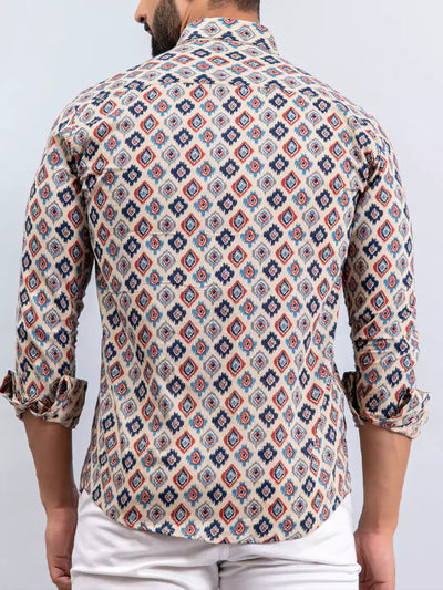 White Square and Maroon print Color Men's Cotton Casual Shirt Half Sleeve available on kalimanclub.in