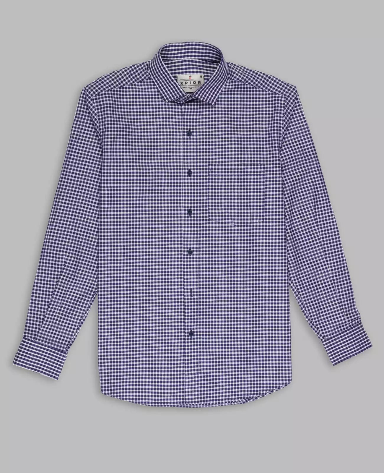 Spirited Men's Full Sleeves Mini Checks Formal Shirt Premium Collection Cotton Fabric Purple