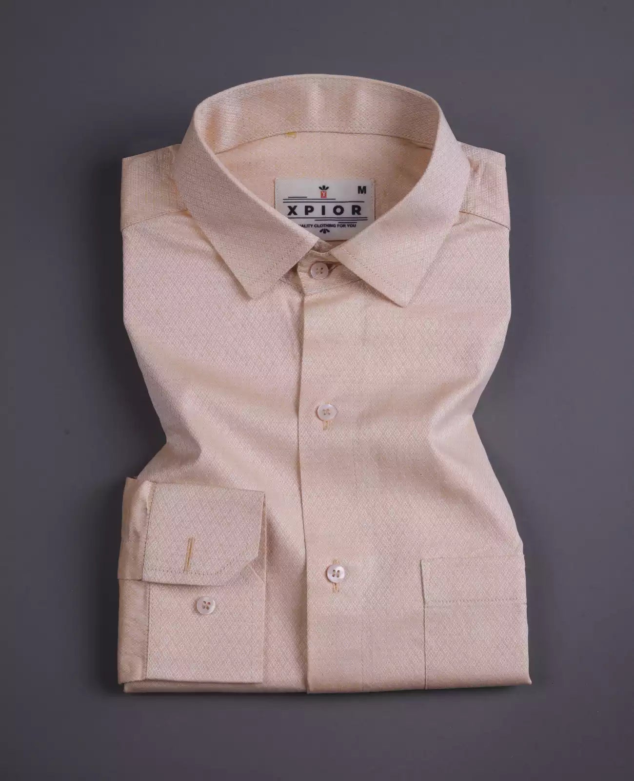 Men's Full Sleeves Plain Shirt Premium Collection Cotton Fabric Peach