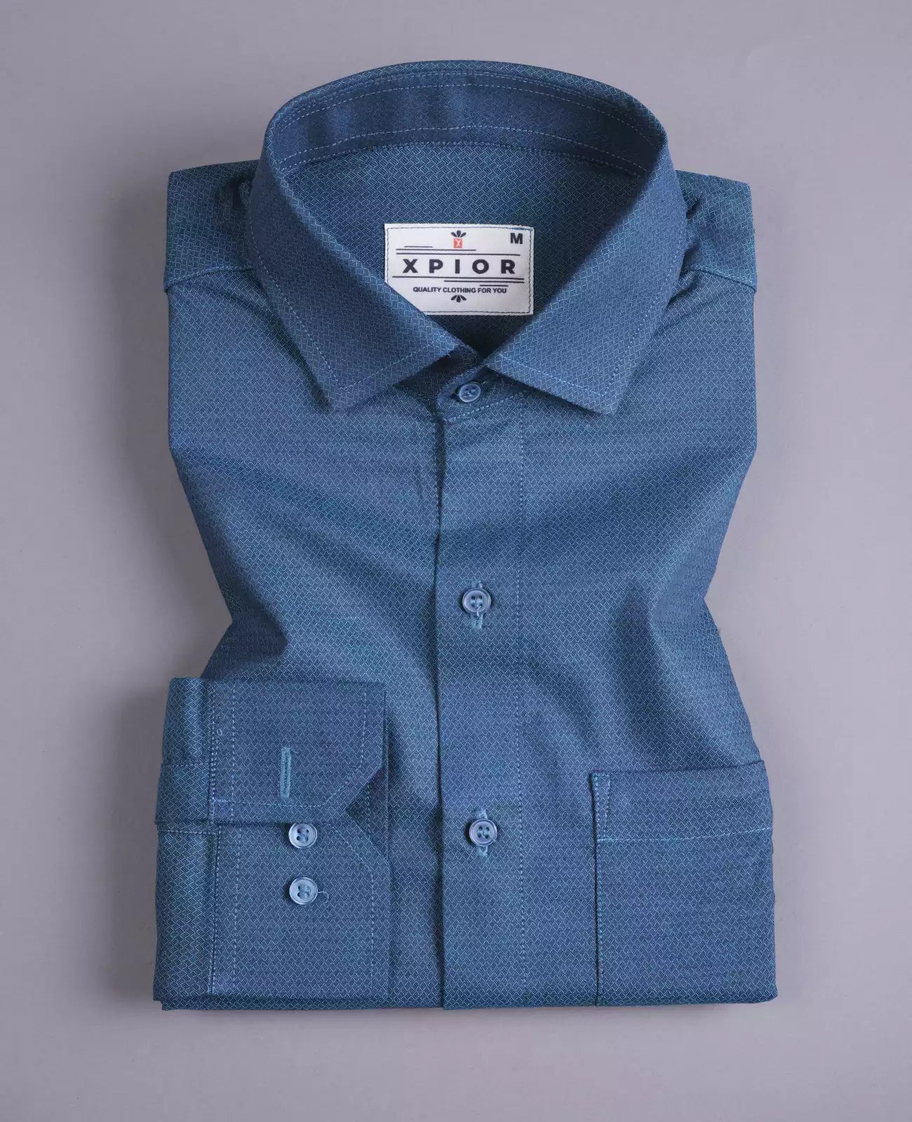 Tactful Men's Full Sleeves Plain Blue Shirt Premium Collection Cotton Fabric